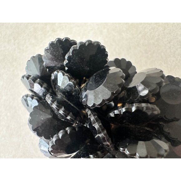 Miriam Haskell unsigned 1930s silver tone black beaded rhinestone pin brooch - Picture 2 of 7